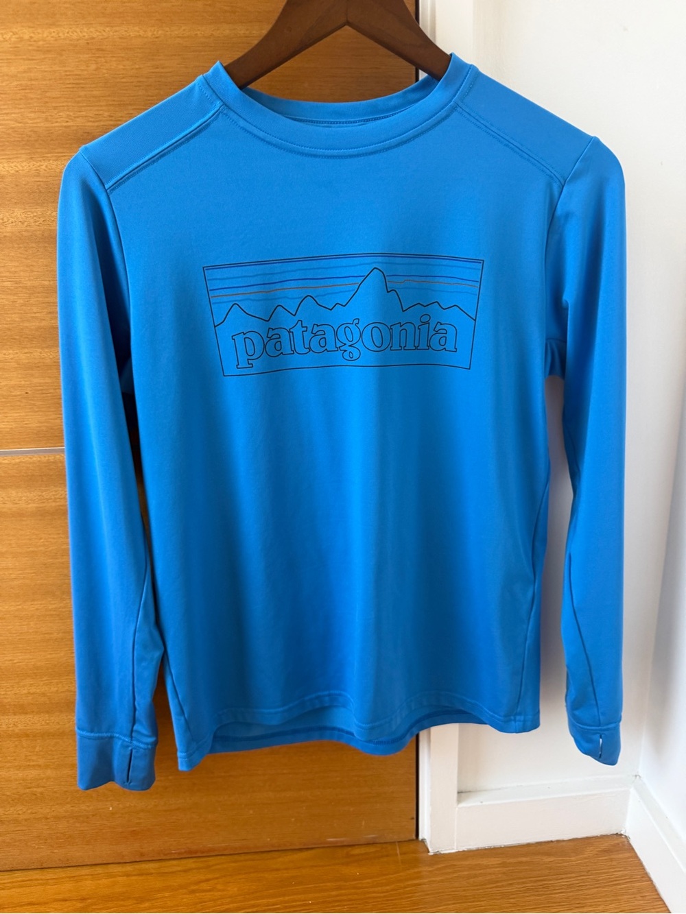 Patagonia Bright Blue Performance Tee with Logo